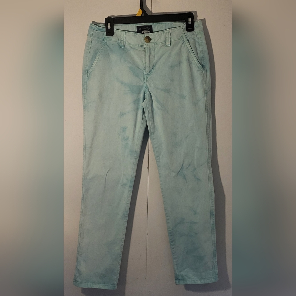 American Eagle Outfitters Stretch Blue Tie Dye Chino Pants size 4